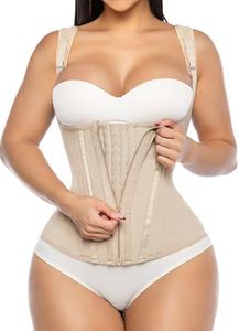 YIANNA Waist Trainer for Women Tummy Control Sports, Workout Hourglass Vest Waist Cincher with Adjustable Shoulder Strap,YA7293-Beige-S