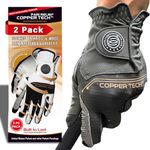 Copper Tech Men’s Golf Gloves (2 Packs) - Breathable Copper Infused Golf Glove - Perfect for Summer Golfing - 100% AAA Cabretta Leather with Spider Tacky Grip (Hand Orientation: Left Hand, X-Large)