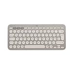 Logitech K380 Multi-Device Bluetooth Wireless Keyboard, Easy Switch Design, Slim, Portable, 2 Year Battery, Compatible with PC, Laptop, Windows, Mac, iPad OS, Apple TV, German QWERTZ - Sand