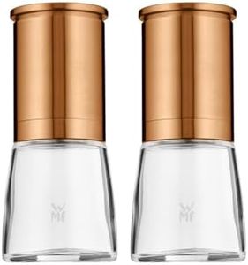 WMF 668019990 0668019990 De Luxe Set 2 Pieces Filled 14 cm Diameter 6 cm Cromargan Stainless Steel Glass Ceramic Grinder Mill for Salt Chilli Pepper Copper