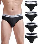 wirarpa Men's Cotton Underwear Soft Briefs Wide Waistband Underpants No Fly Black Size M 4 Pack