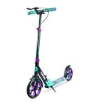 Zinc Verge Pro Commuter Scooter | Black & Green, 200mm Big Wheel Kick Scooter, Handlebar Brake, Kickstand, Height Adjustable, Easily Foldable, Fold Down Handles, Mudguards, Kids And Adults, Ages 6+