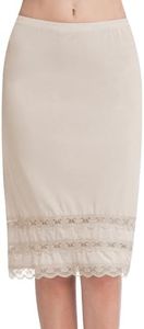 MANCYFIT Half Slips for Women Underskirt Dress Extender Lace Trim Knee Length Midi Skirt Natural XXX-Large