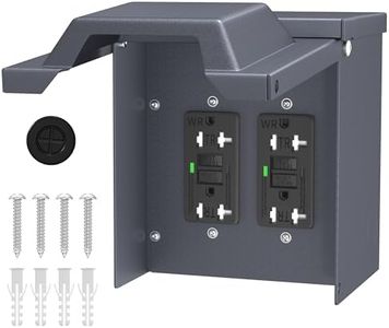 Joinfworld Outdoor Electrical Outlet Box with Dual 20 Amp WRTR GFCI Receptacles ETL Listed Waterproof GFCI Outlet Box with Cover