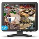 15" Professional CCTV Monitor VGA HDMI AV BNC, 4:3 HD Display (LED Backlight) LCD Security Screen with USB Drive Player for Home/Store Surveillance Camera STB PC 1024x768 Resolution Built-in Speaker