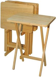 Casual Home 660-40 Tray Table Set, Natural, 14.75 in x 19 in x 25.5 in, 5 Piece