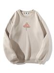 SXV 'Frog & Mushroom’ Printed Cool Aesthetic Drop Shoulder Oversized Baggy Sweatshirt (in, Alpha, XL, Regular, Cream)