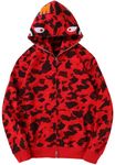 MINIDORA Boy's Fashion Camo Hoodie Full Zip Sweatshirts Streetwear Jacket for Youth Red Medium