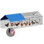 INJOPEXI Metal Chicken Coop Chicken Runs for Yard with Cover (139" L×40" W×39" H)