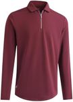 Men's Zip Up Polo Shirt Long Sleeve Comfortable Plain Quarter Zip Golf Shirts for Men Casual Fit Collared Shirts Burgundy