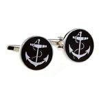 MRCUFF Anchor USN Pair Cufflinks in a Presentation Gift Box & Polishing Cloth