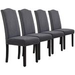 Yaheetech Set of 4 Dining Chairs Non-woven Fabric Side Chairs with Wooden Legs for Home Kitchen Dining Room Dark Gray