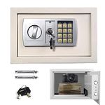 Safes for Home Fireproof Waterproof with 2 Manual Override Keys, 8.5L Security Safe Cash Box with Double Digital Keypad and Safety Key Lock Cabinet Safes, White