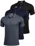 PINSPARK 3 Pack: Men's Golf Polo Shirts Multipacks Quick Dry Short Sleeve Collared Shirt Summer Casual Polos Shirts for Men