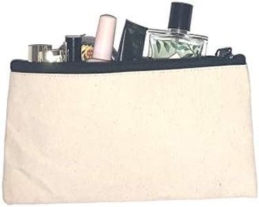Canvas Zippered Jute Blend Pouch Cosmetic Makeup Bags Travel Toiletry Kit (Set of 6) (White)