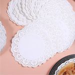 5 inch Round Paper Doilies/Lace Paper Placemats/Disposable Greaseproof Doilies,White,Pack of 100