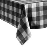 Elrene Home Fashions Farmhouse Living Buffalo-Check Tablecloth, 52" x 70", Black/White