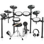 Donner DED-200 Electronic Drum Set, Electric Drum Kit with Quiet Mesh Drum Pads, 2 Cymbals w/Choke, 31 Kits and 450+ Sounds, Throne, Headphones, Sticks, USB MIDI, Melodics Lessons (5 Pads, 4 Cymbals)