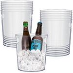 Tessco 12 Pcs Plastic Ice Buckets Clear Wine Bucket Champagne Bucket Large Wine Cooler Bucket with Handle Portable Drinks Beverage Tubs Chiller Bin for Party Bar Wedding Beer Bottle(2.7L/2.8Quart)