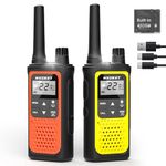 Walkie Talkies for Kids Adults, NXGKET Rechargeable Walkie Talky Long Range 2 Way Radios 22 Ch with 1800mAh Li-ion Battery Type-C Cable NOAA Weather Flashlight VOX for Outdoor Camping Hiking 2 Pack