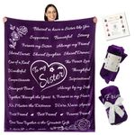 Sister Gifts for Sisters from Brother or Sister, Unique Birthday Gifts for Women Sister, Sister Gifts from Sister, Gifts for Sister Who Has Everything, Sister Birthday Gifts 65” x 50” (Purple)