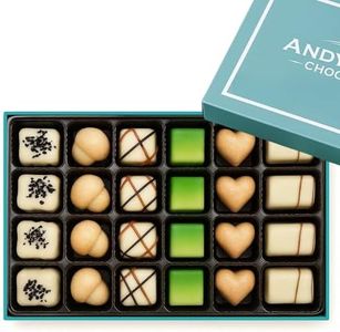 Andy Anand Luxury Belgian White Chocolate Truffles - Handmade Assorted Chocolate Flavors - Gourmet Collection with Delectable Ganache - Chocolate Gift Box | Perfect for Chocolate Lovers (24 Pcs)