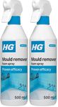 HG Mould Remover Foam Spray, Mould Spray & Mildew Cleaner, Removes Mould Stains From Walls, Tiles, Bathroom Seals & More - 500ml (Pack of 2)