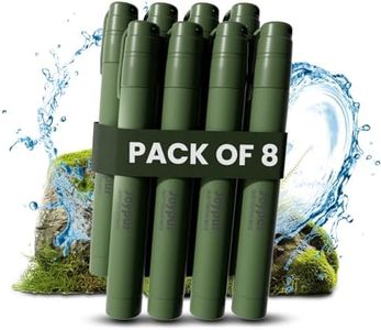 Camping Water Filtration Straw, Personal Water Filter Survival for Backup Filtration, Hiking, Travel - Emergency Portable Gear (Green, 8 Pack)