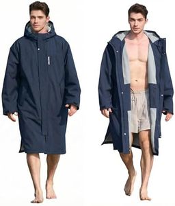 Owntop Swim Parka Windproof Surf Coat for Men Women- Waterproof Surf Poncho- Oversized Warm Swim Parka with Zipper Pockets Kid Youth Adult