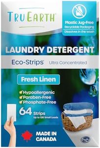 Tru Earth Eco-Strips Laundry Detergent (Fresh Linen Scent, 64 Loads) - Eco-friendly Ultra Concentrated Compostable & Biodegradable Plastic-Free Laundry Detergent Sheets