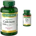 Nature's Bounty Calcium Pills plus Vitamin D3 1200mg Supplement & Vitamin D3 Pills and Supplement, Helps Support Immune Function, 1000iu, 500 Softgels