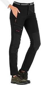 DAFENP Pantalon Randonnee Femme Outdoor Hiver Pantalon Trekking Camping Impermeable Double Polaire Pantalon Montagne KZ1663W-Black-S