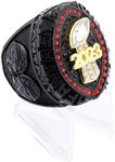 2023 Fantasy Football Championship Ring | Black Gunmetal Plated Award For Fantasy Football Trophy League Winner | Color Stones (size 13, Red Outer)