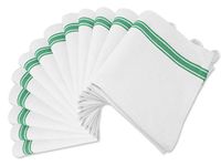 Aunti Em's Kitchen Dish Towels Set (13 Pack) Natural Cotton Fabric for Embroidery - Zero-Lint Cloth for Drying Glasses, Plates, Hand - 25.5 x 15.5 Inch (13-Pack Green Stripes)