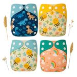 Blushbaby Premium Reusable Cloth Diapers for Babies | 3 Months–3 Years | 4 Washable Diapers with 4 Absorbent Insert Pads | Adjustable, Leakage Proof cloth diapers for babies | Freesize Diaper 5–18kg