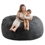 [Sherpa Cover] Bean Bag Chair: 3 ft Bean Bag Chairs for Adults/Kids with Filling,Ultra Soft Faux Fur Fabric,Memory Foam Bean Bag with Filler Included - 3 Foot,Dark Gray