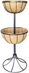 GARDEN DECO Two-Tier Flower Fountain Planter with Coco Coir Liner.2 Tier Garden Patio Décor Planter. Garden/Balcony/Flower Pot for Corner & Entrance Display. (Metal, Black, set of 1 pc)