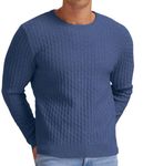 Askdeer Men's Crewneck Sweater Classic Waffle Pullover Sweaters Soft Casual Sweaters with Ribbing Edge Blue