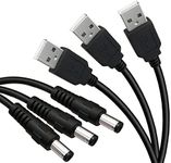 SIOCEN 3-Pack 6ft USB 2.0 Type A Male to DC 5.5 x 2.1mm DC 5V Power Barrel Plug Connector Cable USB to 5v Power Cable USB to DC Power Tip Jack Cord