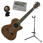 Lanikai MA-CET Mahogany Cutaway Electronic Tenor Ukulele w/ Gig Bag, Geartree Cloth, Stand, and Tuner