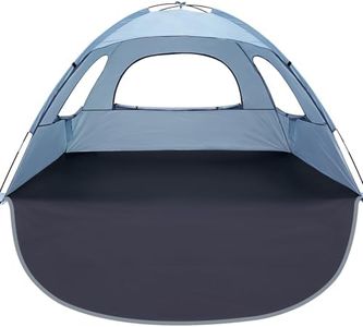WhiteFang Beach Tent Anti-UV Portable Sun Shade Shelter for 6 Person, Extendable Floor with 3 Ventilating Mesh Windows Plus Carrying Bag, Stakes and Guy Lines (Sierra Blue)