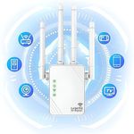 WiFi Extender, 2024 New WiFi Repeater, WiFi Amplifier 1200Mbps, 5GHz and 2.4GHz Home Dual Band WiFi Booster, Up to 4,000 Sq Ft and 45 Devices, Repeater/Router/Ap Mode, Quick Setup, UK Plugs