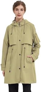 Orolay Women's Long Windbreaker Hooded Light Jacket Active Outdoor Anoraks Khaki Large