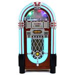 Monster Shop Vintage Stereo Jukebox, 40W, Multi-Color LED Lights, FM Radio, Bluetooth, USB, CD, AUX, MP3, 2 Speakers