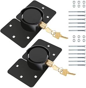 IRONWALLS Black Hidden Shackle Padlock 2 Pack, 73mm/2-7/8” Puck Lock Keyed Different with Hasp, 4pcs Keys & Fixing Screws, Heavy Duty Steel Padlocks for Doors, Trucks, Gates, Trailer