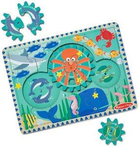 Melissa & Doug Wooden Underwater Jigsaw Spinning Gear Puzzle – 18 Pieces, Puzzles for 3 year olds, Montessori toys, Toddler puzzles, Problem solving, Gift for boy or girl