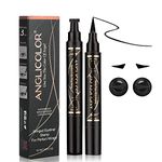 Anglicolor 2PCS Eyeliner Stamp Set - Wing Cat Eye Stamp - Black Eyeliner Pen,Waterproof Long Lasting Liquid Eye Liner,Winged Eyeliner Pencil Easy to Use (01)