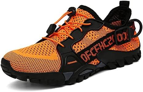 TANGYUGEN Water Shoes Men Women Outdoor Hiking Shoes Quick Drying Beach Aqua Shoes for Water Sport Diving Sailing Swim Travel Trailing Trekking Walking Climbing Sneakers Orange