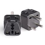 OREI US Adapter Converter for India, (USA, UK, China & More) Australia to India Plug Converter - Type D Plug Adapter - 2 in 1 - CE - RoHS - Black - 2 Pack.