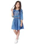 Naughty Ninos Girl's Denim Shirt Knee Length Casual Dress (MM00585DRS_Blue_3 4 Years)